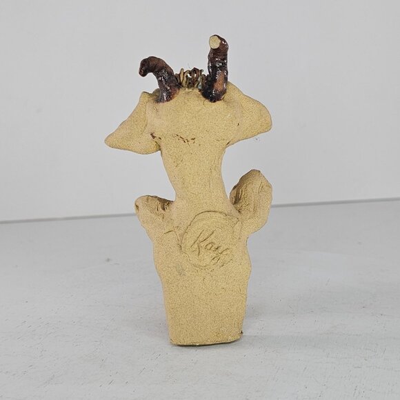 Whimsical Goat Clay Sculpture Pot Hanger Sitter By Kay - Picture 4 of 9